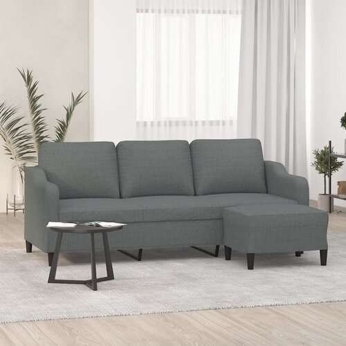 VidaXL Trosjed s tabureom tamnosivi 180 cm od tkanine Slike