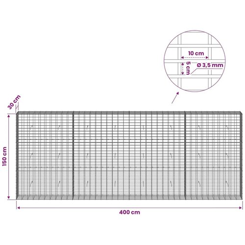  Gabion s žicom debljine 3 5 mm i mrežom 5x10 cm 400x30x150 cm - 30 cm 150 cm 400 cm Slike