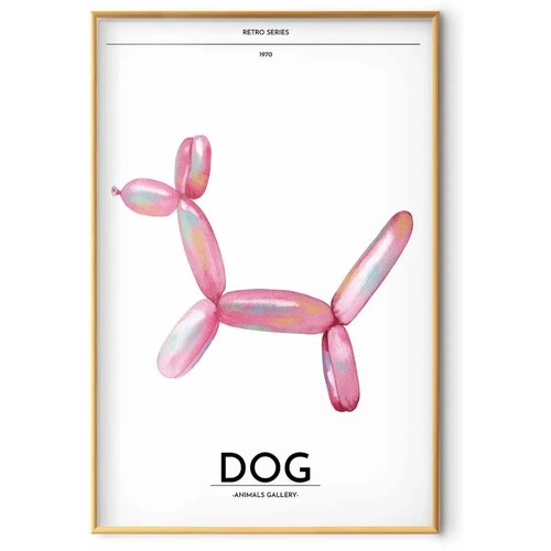  Plakat - Holo-Dog - Colorful Retro Dog 60x90 Zlatni okvir Slike