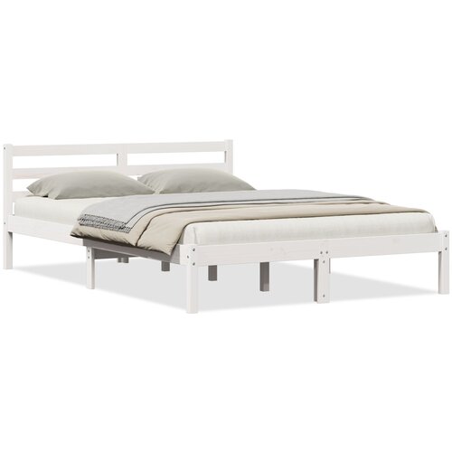VidaXL Postelja s naslonom Bela 140x220 cm Trden Bor, (22008444) Slike