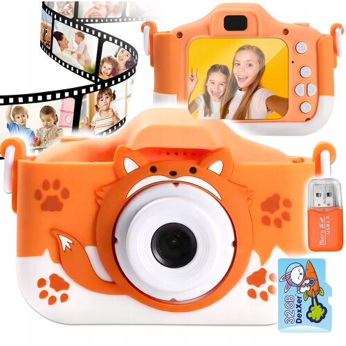  40Mpx otroški fotoaparat LCD oranžna lisica + 32GB SD kartica Cene