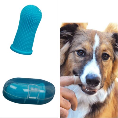 INF Pet prstna zobna ščetka za pse in mačke, ščetka s silikonskimi ščetinami Blue, (21547702) Cene