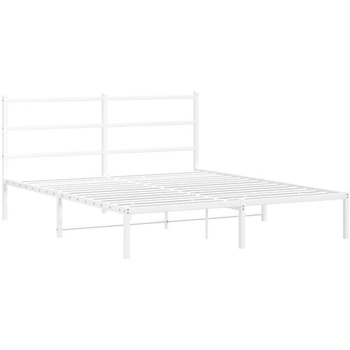  Metalni okvir za krevet s uzglavljem bijeli 160x200 cm Slike
