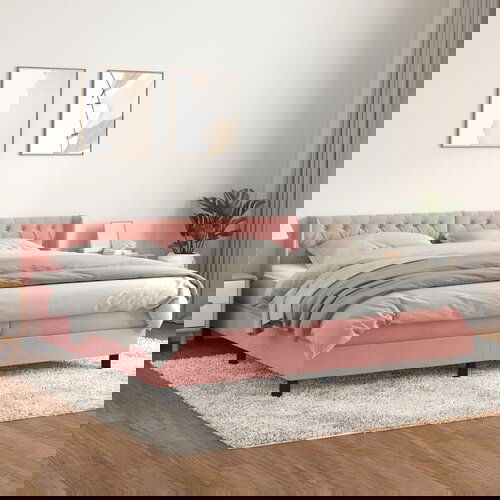The Living Store Box spring postelja z vzmetnico roza 200x200 cm žamet - Box Spring Postelja, (21491060) Slike