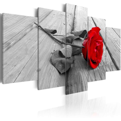  Slika - Rose on Wood (5 Parts) Wide Red 100x50 Cijene