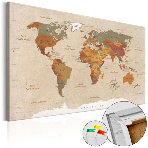  Slika na plutenoj podlozi - Beige Chic [Cork Map] 60x40 Slike