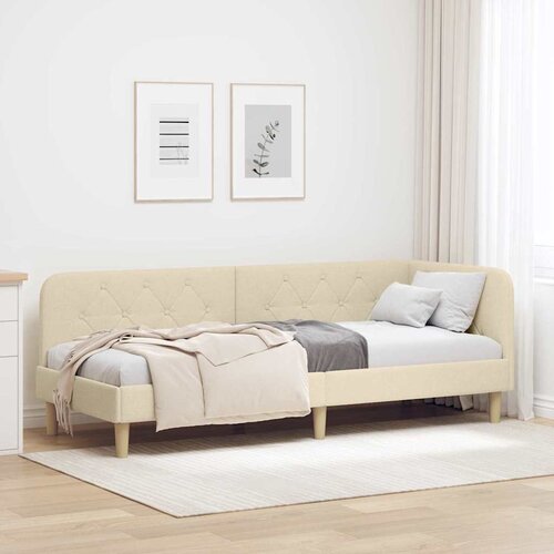  Kutni okvir kreveta Krema 80 x 200 cm tkanina Cijene
