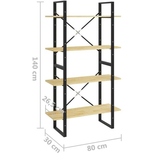 VidaXL Knjižna omara 4-nadstropna 80x30x140 cm trdna borovina Slike