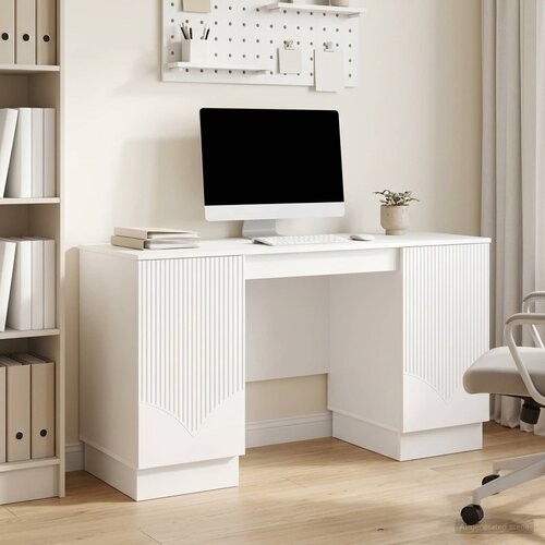  Stol Bijela visokog sjaja 142,5 x 50 x 75 cm Konstruirano drvo Cijene