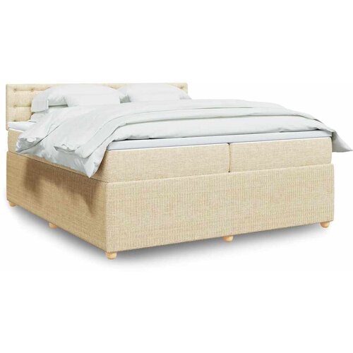  Krevet s oprugama i madracem krem 200 x 200 cm od tkanine Cijene