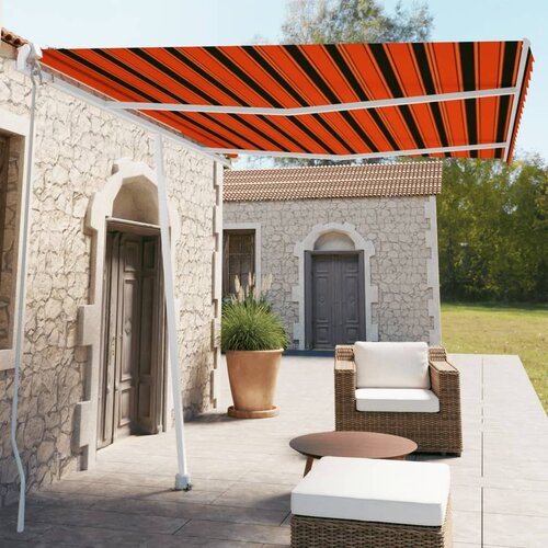 VidaXL Prostostoječa ročno zložljiva tenda 350x250 cm oranžna/rjava Slike