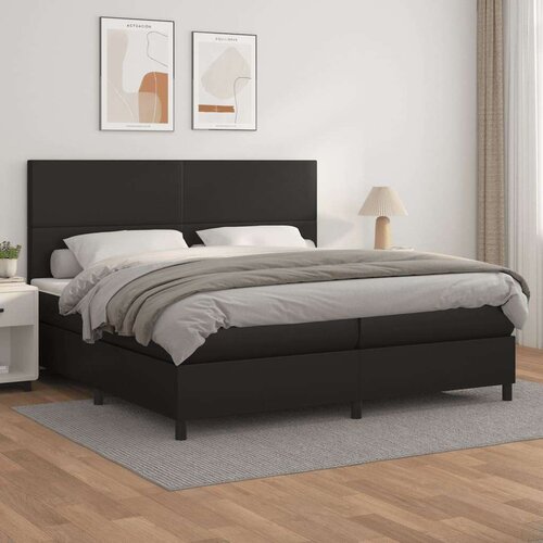  Box spring postelja z vzmetnico črna 200x200 cm umetno usnje, (20761042) Slike