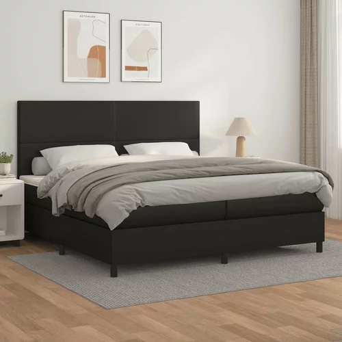  Box spring postelja z vzmetnico črna 200x200 cm umetno usnje, (20761042)