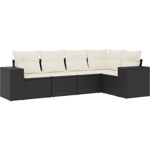  5-dijelna vrtna garnitura od poliratana s jastucima crna 62 x 62 x 69 cm Slike