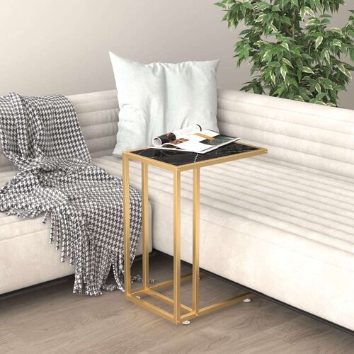 vidaXL Računalni&scaron;ka stranska mizica črn marmor 50x35x65 cm steklo Cene