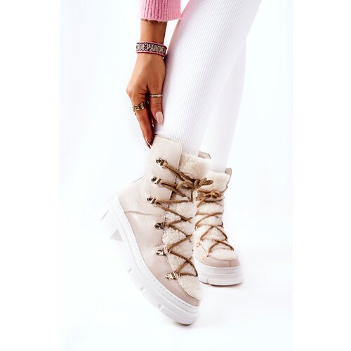 Kesi Padded leather Trappers Shoes Light Beige Nerisso Slike