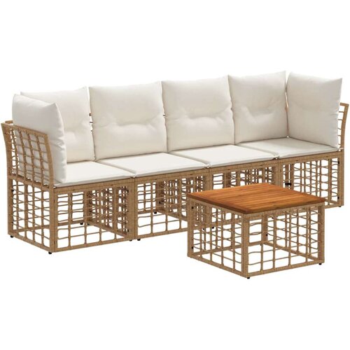  Set vanjskih sofa 5 pcs Prirodna i krema bijela Poliester - Prirodna sa stolom Cijene