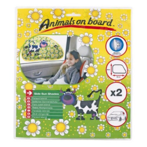 Sumex zaštita od sunca za bočne prozore "animals on board" 44 x 36 cm bik 2kom šarena Cene