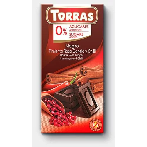 Torras Tamna čokolada s crvenim paprom, cimetom, čilijem 75 G