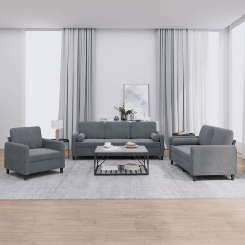 VidaXL 3-dijelni set sofa s jastucima tamnosivi bar&amp;scaron;unasti Slike
