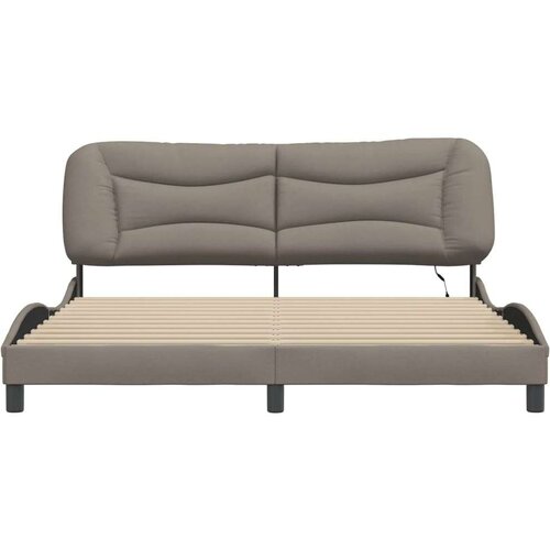  okvir kreveta s led svjetlima smeđesivi 180 x 200 cm od tkanine Slike