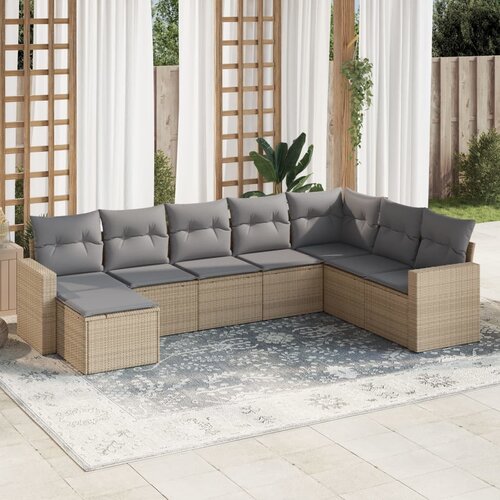 VidaXL 8-dijelni set vrtnih sofa od poliratana s jastucima bež Slike