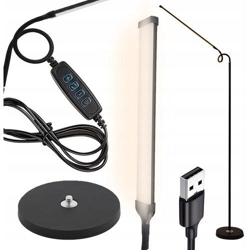  12W LED gibljiva talna svetilka 180cm USB črna Slike