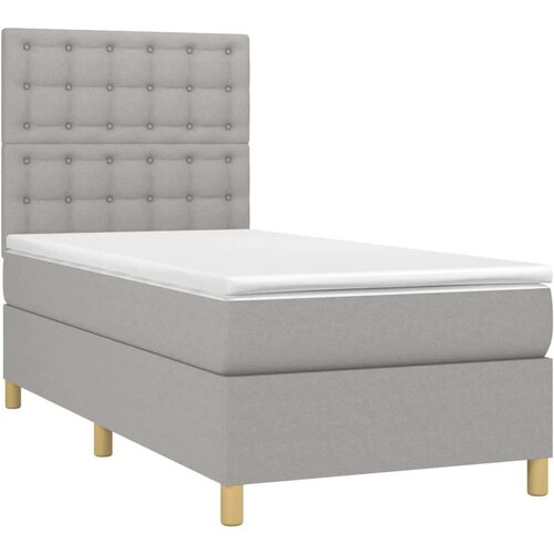  Krevet box spring s madracem LED svjetlosivi 90x190 cm tkanina Slike