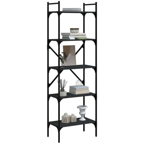 VidaXL Knjižna omara 5-nadstropna črna 56x31,5x174 cm inženirski les Slike