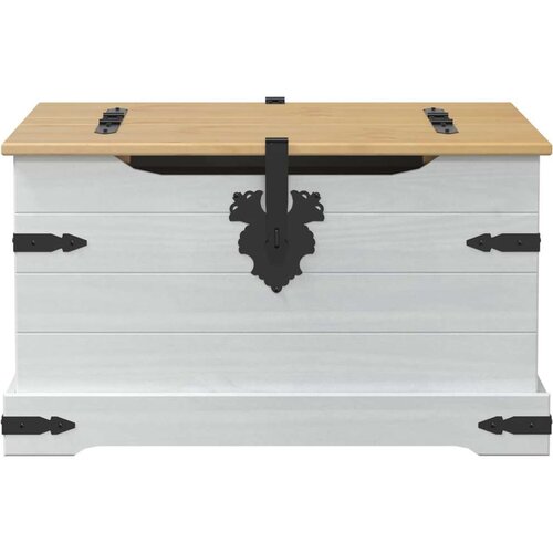 STORAGE box s policom Bijelo 78 x 78 x 45 cm Čvrsto borovo drvo - Bijelo Slike