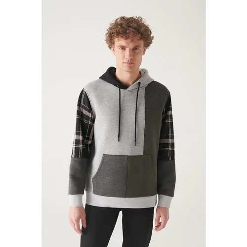 Avva Men's Gray Hooded 100% Cotton Multi-Piece Standard Fit Regular Cut Sweatshirt