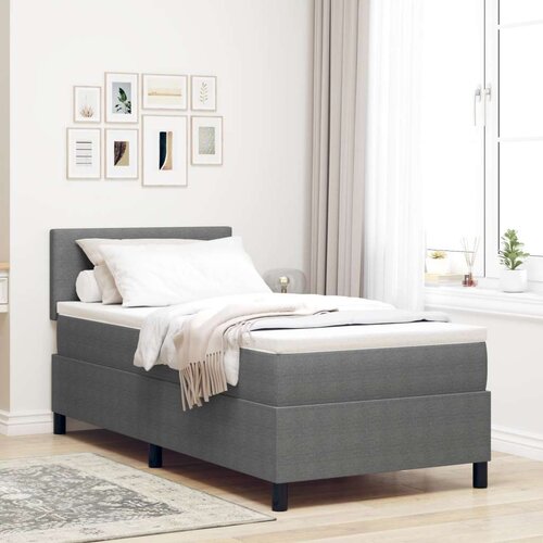 Box Spring Krevet s Madracem Svijetlo Sivi 100x200 cm Kordurojsko Platno Slike