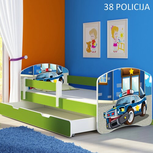 Dječji krevet ACMA s motivom, bočna zelena + ladica 160x80 cm 38 Policija Cijene