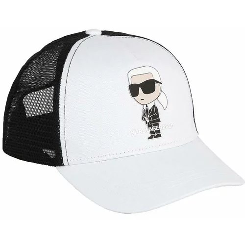 Karl Lagerfeld Otroška bombažna bejzbolska kapa bela barva