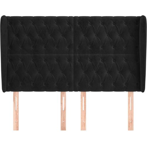  Uzglavlje s u&amp;scaron;ima crno 147x23x118/128 cm bar&amp;scaron;unasto Slike