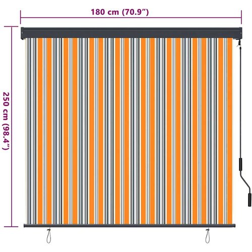 VidaXL Vanjska Roleta Prugasti Žuta i plava 180 x 250 cm tkanina Slike