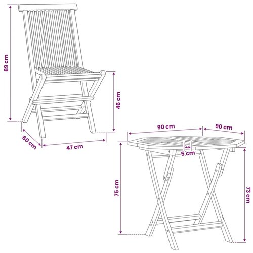  5-dijelni sklopivi vrtni bistro set Prirodna - Osmerokut 4 sjedala Bez naslona za ruke Slike