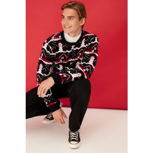 Trendyol Multicolored Men&amp;#039;s Regular Fit Crewneck Christmas Knitwear Sweater. Slike