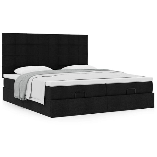 VidaXL Otomanski posteljni okvir z vzmetnicami črn 180x200 cm blago Slike