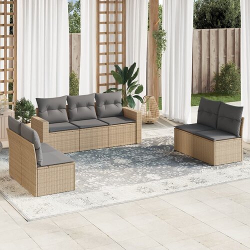 vidaXL 7-dijelni set vrtnih sofa od poliratana s jastucima bež Cijene