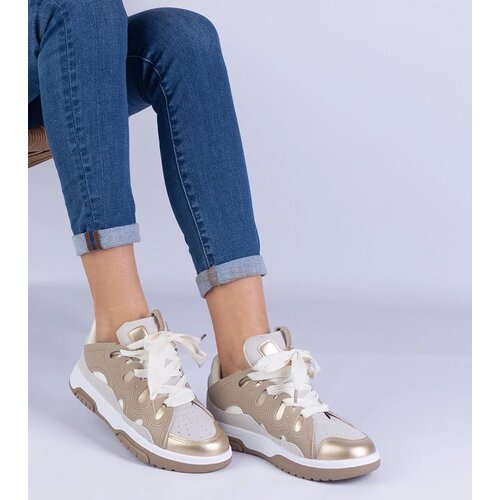 D/CEO marka niezdefiniowana Beige women&amp;#039;s sneakers with decorative laces Grejs Slike