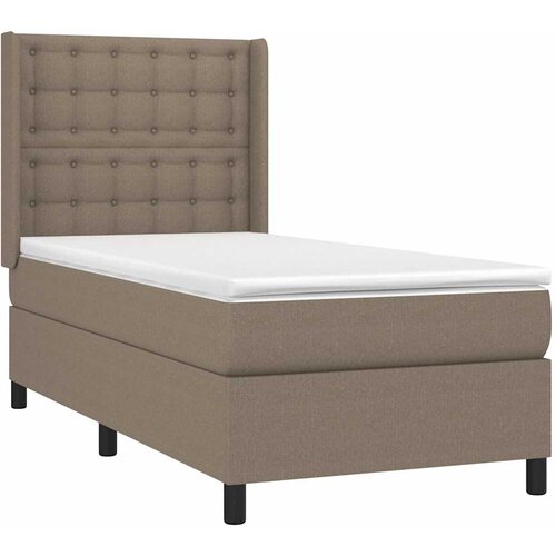  Krevet s oprugama i madracem smeđesivi 90x190 cm od tkanine Slike
