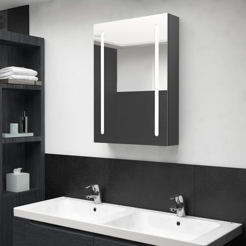  LED kupaonski ormarić s ogledalom sivi 50 x 13 x 70 cm Cene