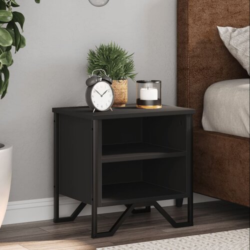 VidaXL Nočna omarica črna 2 kosa 40x30x40 cm inženirski les Slike