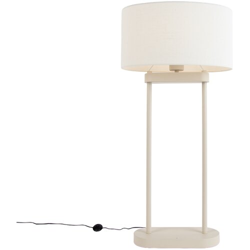 QAZQA Vloerlamp beige met ovale witte linnen kap 35cm - Thijmen Slike