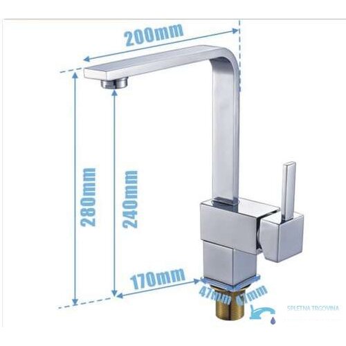EYN Pipa 0113 za kuhinjo ali kopalnico | Sodobna visoka kuhinjska/kopalni&amp;scaron;ka armatura ostrih linij &amp;mdash; Črna Slike