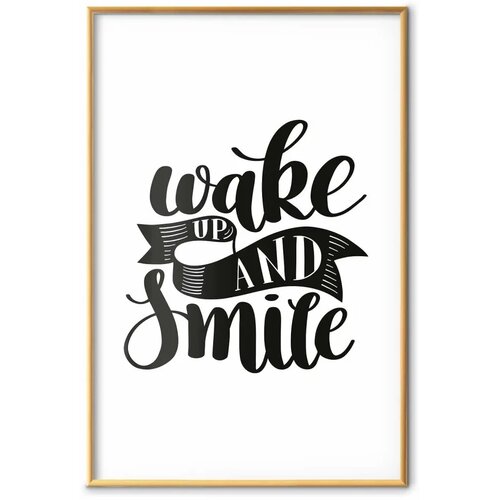  Plakat - Wake Up and Smile 60x90 Zlatni okvir s margom Cene