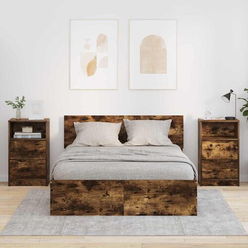  Noćni ormarići s ladicama 2 pcs Dimljeni hrast 40 x 30 x 467 cm Cene