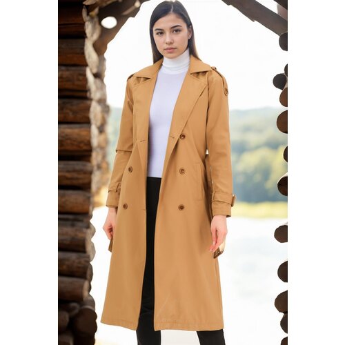 Dewberry Z6737 WOMEN&amp;#039;S TRENCH COAT-DARK CAMEL Slike