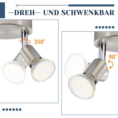 Nettlife LED stropna svetilka GU10 - 2 moderna okrogla stropna reflektorja stropna reflektorja za spalnico in dnevno sobo, brez žarnice krom, (22117001) Slike